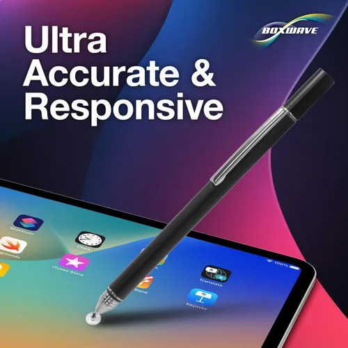Miniatura 3 de BoxWave Lápiz óptico compatible con Lenovo Chromebook Duet, lápiz capacitivo FineTouch, lápiz capacitivo súper preciso, color negro azabache