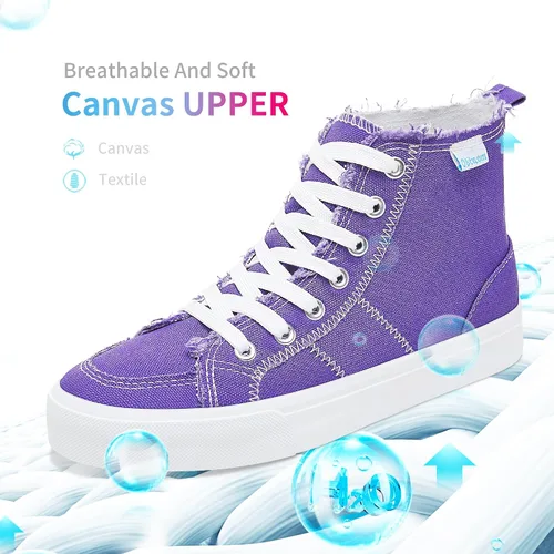 Miniatura 56 de Obtaom Zapatos de lona de alta calidad para mujer/hombre para jugar a media pantorrilla, zapatillas de deporte de moda casuales con cordones de alta