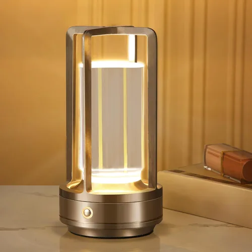 Miniatura 7 de Anxingtools Lámpara de Mesa Portátil de Metal, Lámpara de Mesa Inalámbrica, Lámpara de Escritorio LED Portátil Recargable con Batería, Atenuación