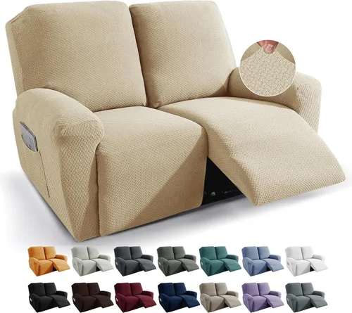 Miniatura 35 de JIVINER Fundas de sofá reclinable de 8 piezas, fundas elásticas de jacquard para sofá reclinable, fundas para sala de estar, protector suave de 3