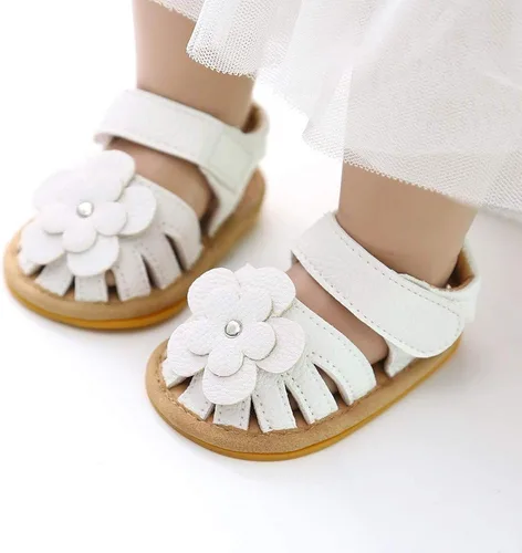 Miniatura 3 de Miamooi Sandalias de verano para bebés y niñas, zapatos de cuna con lazo, zapatos de piel sintética para niños pequeños, suela de goma suave