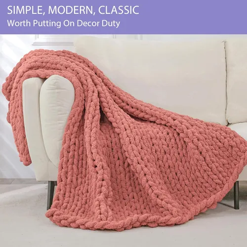 Miniatura 3 de Bigacogo - Cobija de punto grueso de 40 x 40 pulgadas, de felpilla, 100% tejida a mano, cobija pequeña de punto trenzado suave y grueso, con nudo