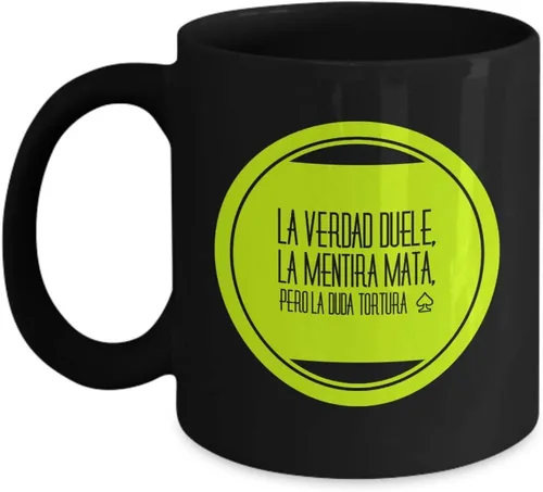 Taza Cafe Verdad Vaso, taza de café divertidas, tazas personalizadas, taza de café inspiradoras, taza con mensajes positivos., 11onza, Negro