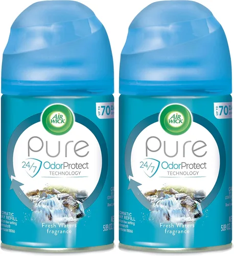 Air Wick Recambio automático de ambientador en aerosol, 1 unidad, agua dulce, neutralización de olores, aceites esenciales (paquete de 2)