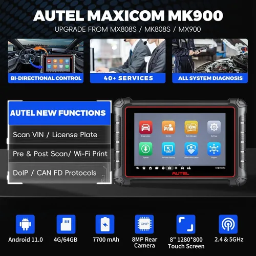 Miniatura 2 de Autel Escáner MaxiCOM MK900, escáner OBD2 todo sistema OE y herramienta bidireccional, 8 pulgadas hasta MK808S MK808BT MX808S MK808Z, más de 3000