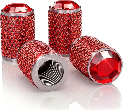 Miniatura 9 de 4 piezas de tapas de vástago de válvula de neumático de coche, tapa de aire de neumático brillante para coche, cubiertas de vástago universales