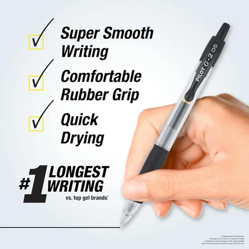 Miniatura 2 de Bolígrafos Pilot G2 Premium de Gel, Punta Extra Fina de 0.5 mm, Bolígrafos de Gel de Tinta Negra, Paquete de 12 - Ideal para Escuela, Diario