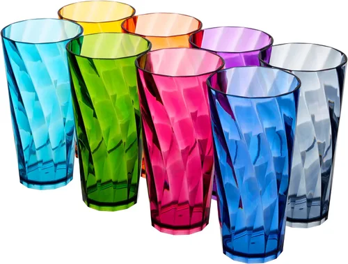 Miniatura 10 de Vasos US Acrylic Optix Mini, de plástico, reutilizables, aptos para lavavajillas (juego de 8) Tazas de jugo de 8oz en colores de tono de joya