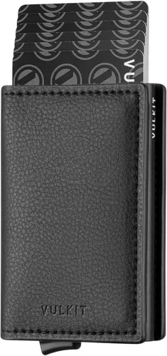 Miniatura 37 de VULKIT Tarjetero RFID Bloqueo de Cuero Automático Pop Up Cartera Aluminio Slim Pocket Tarjeta de Visita