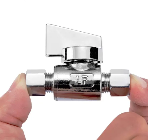 Miniatura 8 de Paquete de 2 válvulas de ángulo de compresión de 1/4 pulgadas de latón de alta calidad x 1/4 pulgadas de ángulo recto de agua de cuarto de vuelta