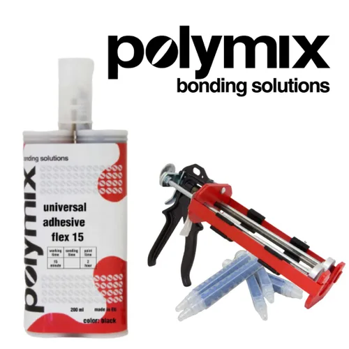 Miniatura 9 de Polymix Adhesivo rígido para reparación plástica automotriz multiusos y adhesivo de 200 ml con cartucho y dos boquillas de mezcla de aplicación Negro