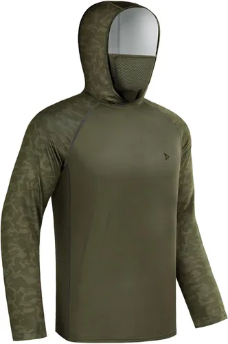 Miniatura 18 de Rodeel - Camisa de pesca para hombre con manga larga, UPF 50+, rendimiento de alto rendimiento para senderismo, con máscara, protección UV