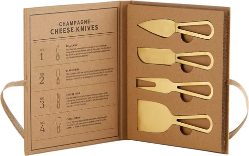 Miniatura 2 de Santa Barbara Design Studio Cuchillos de queso - Juego de cuchillos y tenedores de acero inoxidable en caja de regalo para quesos suaves medianos