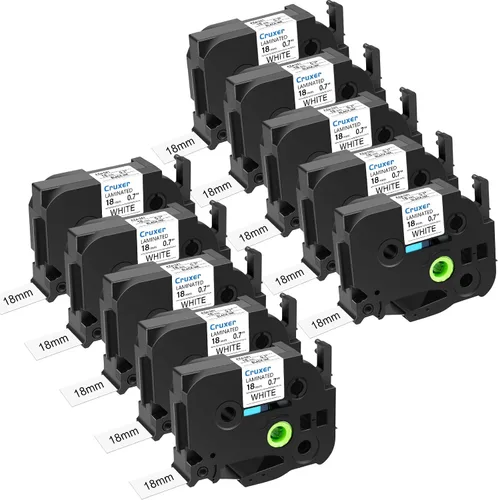 Miniatura 8 de Cruxer Paquete de 10 piezas de repuesto para P-Touch TZe-231 TZe231 TZ-231 0.472 in 0.47 pulgadas 1/2 cinta de etiquetas laminadas negro sobre