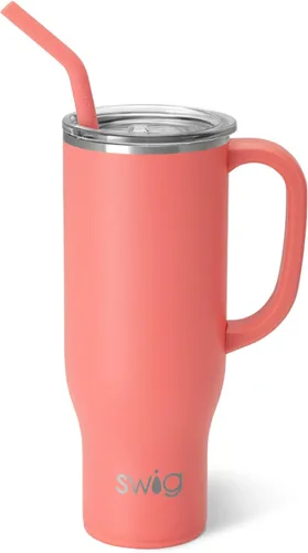 Miniatura 7 de Swig Life Mega Taza de 30 oz, Vaso de 30 oz con Asa y Pajita, Compatible con Portavasos, Apto para Lavavajillas, Vaso Aislado Extra Grande, Botella