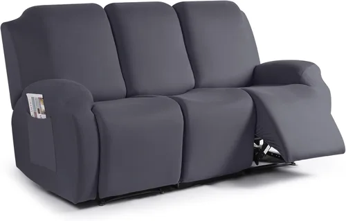 TAOCOCO Funda para sofá reclinable, 3 piezas de fundas de tela de poliéster elástica para sofá reclinable de 3 asientos, protector de muebles suave