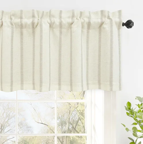 Miniatura 25 de DriftAway Briony - Cortina opaca con amarre para cocina, ajustable, diseño de globos, líneas texturizadas, estampadas, persianas romanas