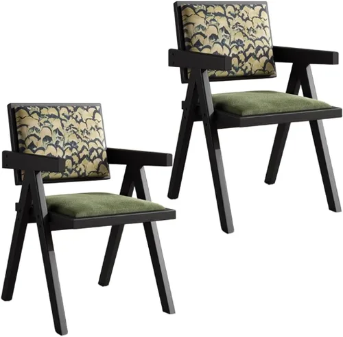 Miniatura 25 de YVYKFZD Juego de sillas de comedor de madera maciza, sillas de cocina sin brazos, silla de comedor tapizada con respaldo, sillón de terciopelo