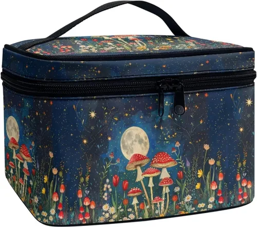 Miniatura 17 de 60S Groovy Hippie Flower Pink Pattern Travel Makeup Bags for Women Portable Tote Cosmetic Case with Carry Handle Toiletry Accessories Storage