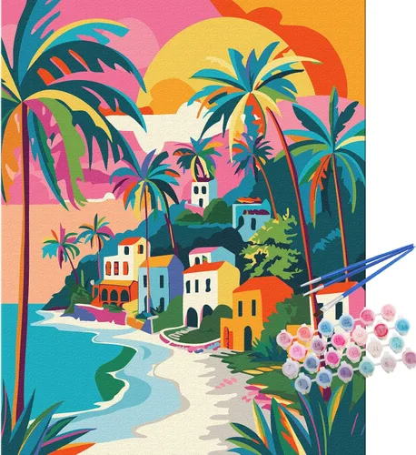 Miniatura 12 de TOCARE Kit de pintura por números de mariposas y flores para adultos principiantes, lienzo de pintura para adultos por números, juegos de pintura