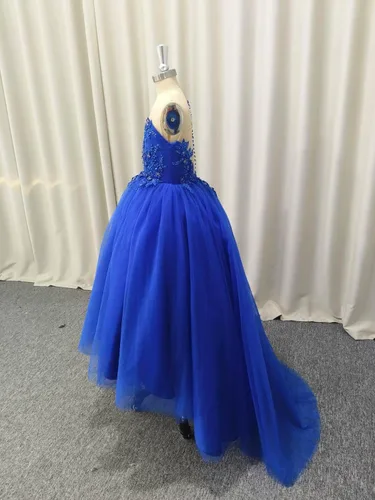 Miniatura 7 de Vestido de niña de flores de encaje de tul hasta el suelo para ocasiones especiales