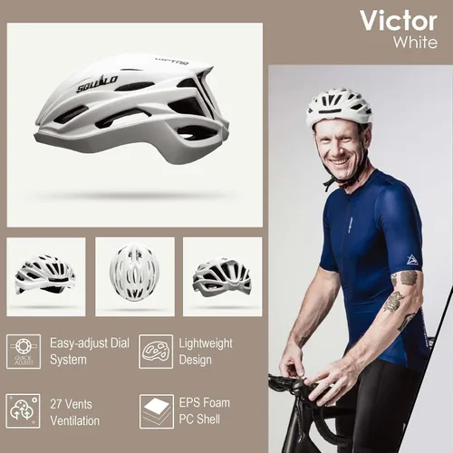 Miniatura 3 de SQUALO Victor - Casco de bicicleta para hombres y mujeres, casco de bicicleta con esfera de ajuste unisex para adultos, casco de ciclismo para Blanco