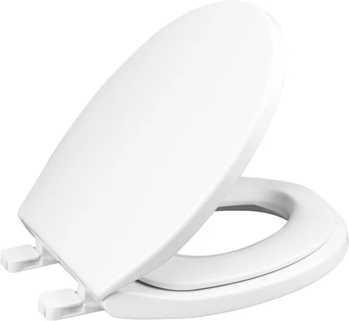 Miniatura 2 de Asiento de inodoro redondo con asiento de cierre lento, fácil de limpiar, plástico, blanco, inodoro redondo estándar adecuado Con luces.
