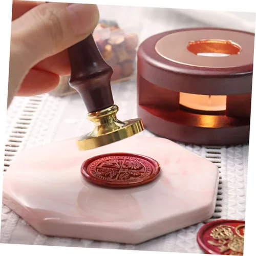 Miniatura 4 de Placa de respaldo de sello de cera Patrón de mármol Posavasos de cerámica Sello reutilizable Placa de cera Suministro