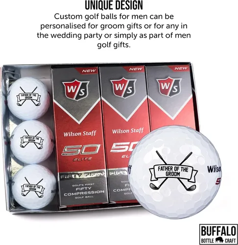 Miniatura 6 de Regalo de boda del padre del novio, funda de 3 pelotas de golf Wilson Staff Elite