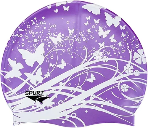 Miniatura 8 de Gorro de natación de silicona impermeable suave para niñas de verano para piscina de mar, gorro de baño para cabello largo Mariposa azul