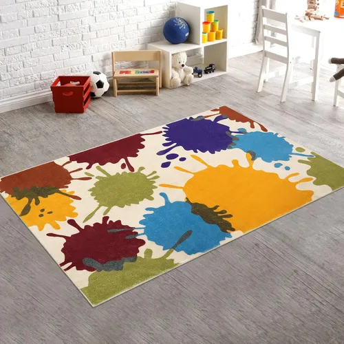 Miniatura 19 de STARUIA Alfombra de Área Colorida, Alfombra de Aula de 5'x7' para Niños, Alfombras Lavables con Salpicaduras de Pintura para Sala de Juegos, Tinta