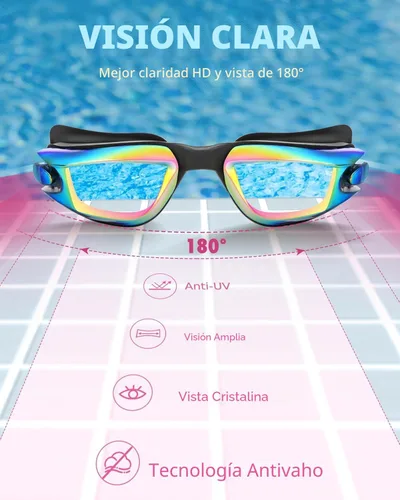 Miniatura 5 de Aegend - Gafas de natación de 2 unidades, gafas de natación para niños, niños y niñas de 3 a 14 años Aqua & A-rosa brillante