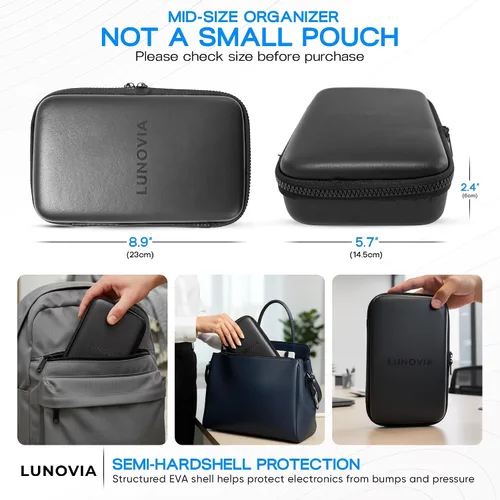 Miniatura 5 de Organizador tecnológico de tamaño medio con bolsas extraíbles: funda de viaje rígida para cables, cargadores y accesorios Organizador