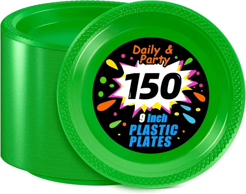 Miniatura 44 de WELLIFE Platos de postre negros de 7 pulgadas, 150 unidades, platos de postre de plástico desechables para fiestas, pasteles, aperitivos, ensaladas