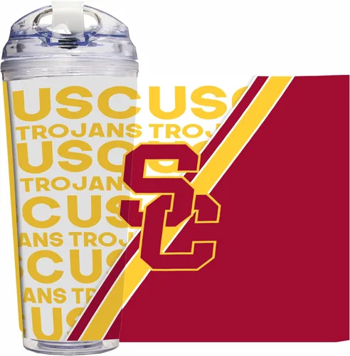 Miniatura 25 de Rico Industries Taza acrílica NCAA estándar de 24 onzas con tapa con bisagra, taza de doble pared oficialmente licenciada con pajita