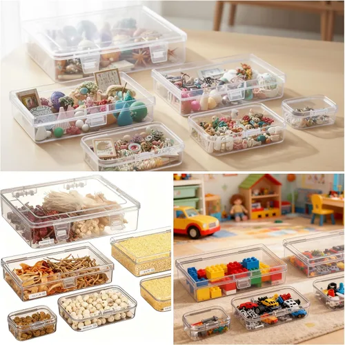 Miniatura 6 de Goodma Caja organizadora rectangular de plástico transparente con tapas con bisagras para objetos pequeños y otros proyectos de manualidades