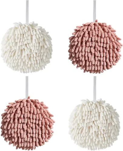 Miniatura 9 de Paquete de 4 toallas de mano de chenilla para baño, secado rápido, toalla de baño de manos con bucles para colgar, microfibra absorbente para secado