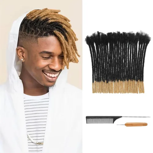 Miniatura 39 de Extensiones de Rastas de Cabello Humano 0.4cm de Grosor 4 Pulgadas 20 Hebras 100% Cabello Humano Real para Hombres/Mujeres/Niños Completamente
