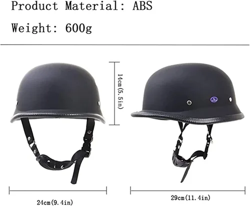 Miniatura 5 de Casco de motocicleta de estilo alemán vintage, casco delgado para adultos, hombres y mujeres, novedoso casco de media cara aprobado por DOT, casco