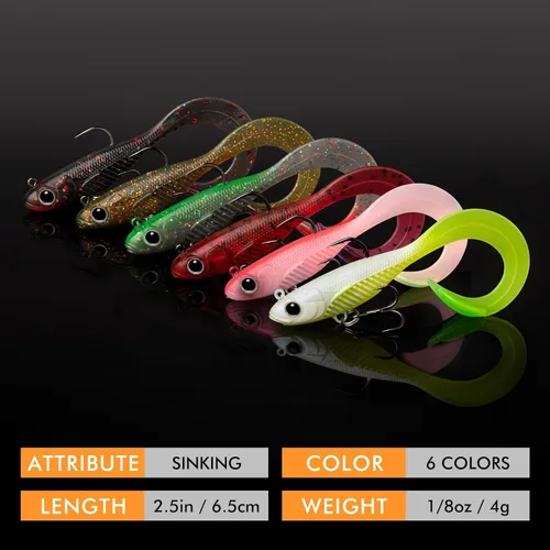 Miniatura 7 de TRUSCEND Duramax Easy Catch TPE Soft Fishing Lures with BKK Hooks, Trembly Sinking and Vibrating Swim for More Bites, Pre-rigged Tear-Resistant