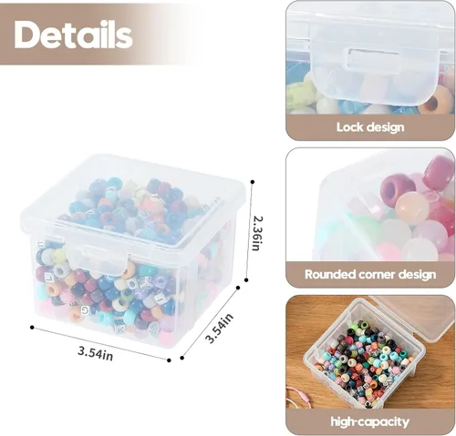 Miniatura 5 de Paquete de 10 cajas organizadoras de cuentas, pequeños recipientes de plástico transparente con tapas, almacenamiento de manualidades para cuentas