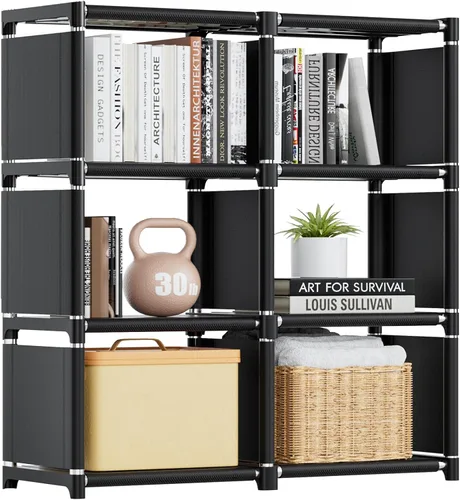 Mavivegue Estante para libros, organizador de almacenamiento de 6 cubos, estantería de bricolaje, estantería de cubo de metal, estantería alta para