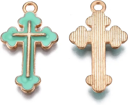 Miniatura 2 de Colgantes de aleación de cruz esmaltada Crucifijo Cruz Metal Colgantes para DIY Pendiente Pulsera Collar Llavero Joyería Fabricación Artesanía
