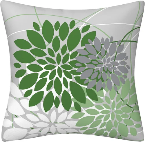 Miniatura 4 de Drmstow Juego de 2 fundas de almohada verde salvia de 18 x 18 pulgadas, para primavera y verano, dalia, geométricas, florales, elegantes, cuadradas