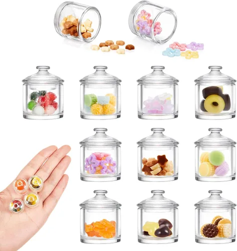 Miniatura 8 de Sumind Lindo frasco de comida en miniatura para el hogar, botella de resina 1:12, mini escena de simulación de frutas, modelo de aperitivos, fiesta