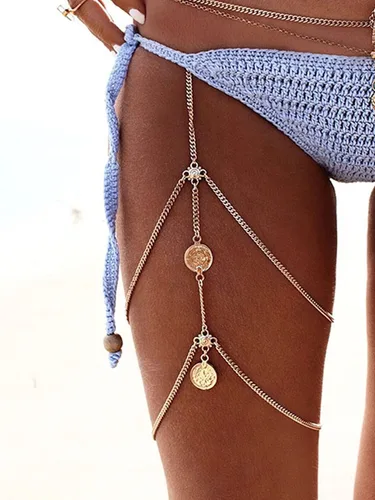 Miniatura 3 de Cadena de muslo para mujer, cadena de pierna de mariposa vintage para adolescentes, niñas, cadena de cuerpo bohemia en capas para verano, fresca
