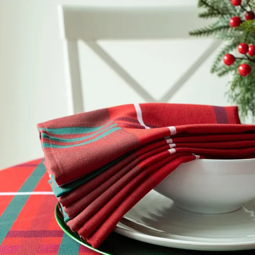 Miniatura 4 de Benson Mills Mantel de tela tejida teñida con hilo pesado, para entretenimiento navideño, invierno y Navidad