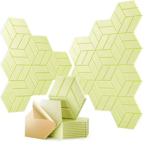 Miniatura 12 de 12 paneles acústicos autoadhesivos, paneles de espuma a prueba de sonido de 12 x 10 x 0.4 pulgadas para paredes, paneles de pared hexagonales Negro