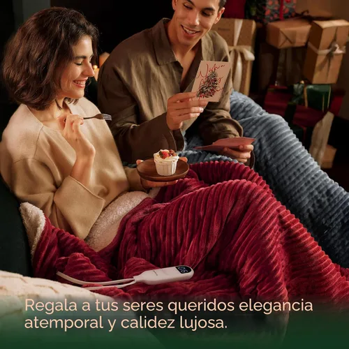 Miniatura 8 de Manta calefactora eléctrica Bedsure GentleSoft - Manta eléctrica suave de franela acanalada, calefacción con 4 ajustes de tiempo, 6 niveles de 01
