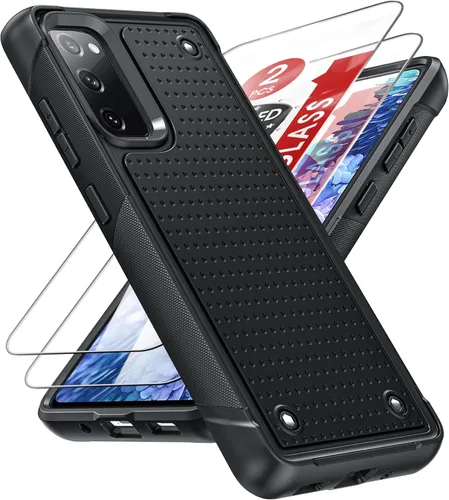 LeYi Funda para teléfono S20 FE 5G: Funda Samsung S20FE 5G con [2 unidades] protectores de pantalla, resistente a golpes de servicio pesado de doble